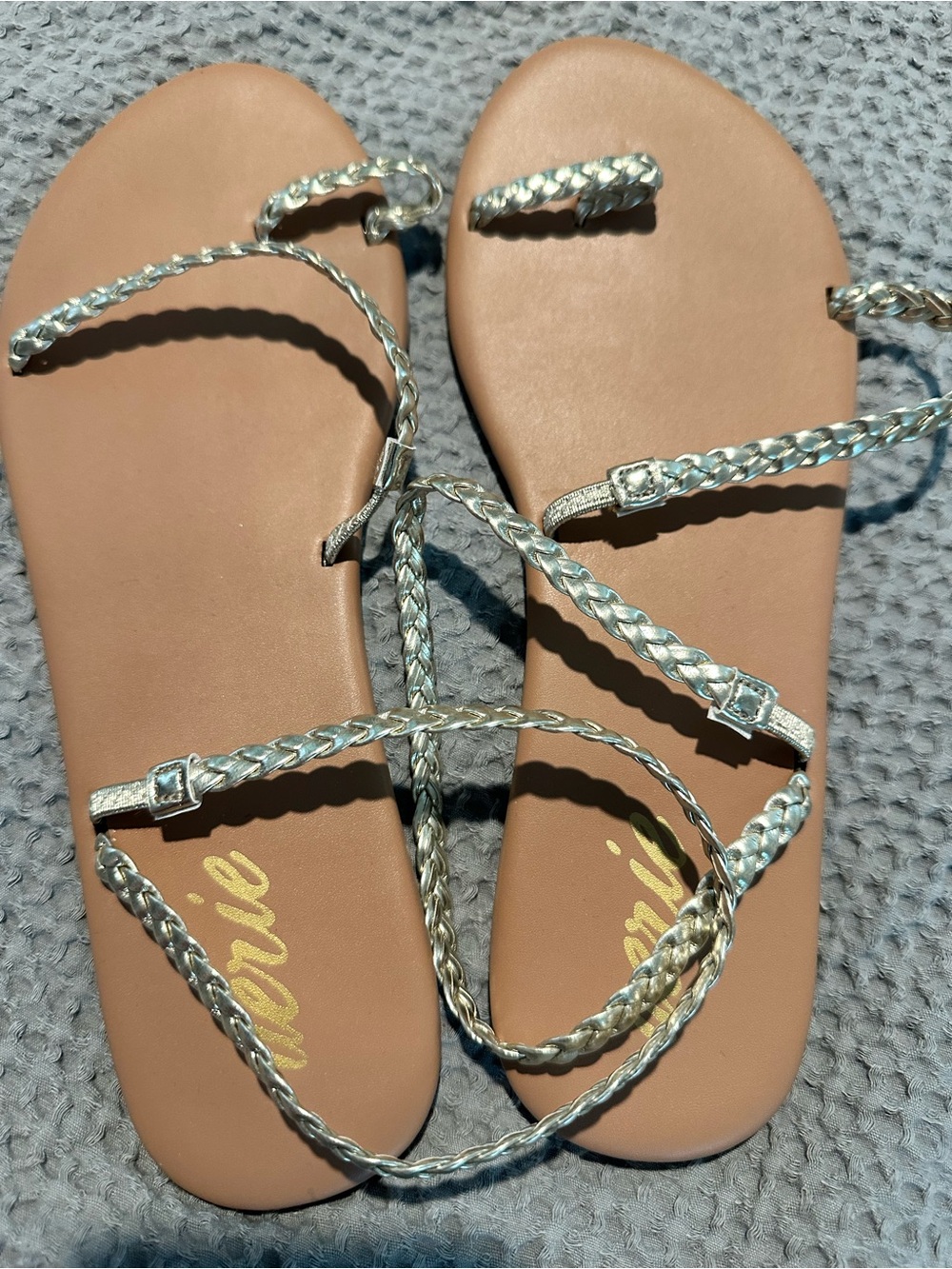 Braided Metallic Strap Women's Sandals in Gold
